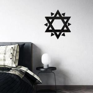 Modern black mirror acrylic Star of David wall sticker decor for bedroom interior design