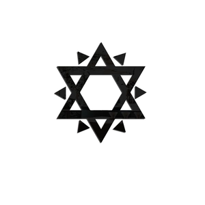 Macro view of black hexagonal star acrylic mirror wall sticker with reflective surface