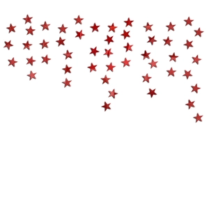 Detailed view of red mirrored acrylic star wall stickers with 3D stereo texture