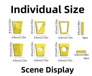 Size chart showing dimensions of coffee cup shaped acrylic mirror wall stickers