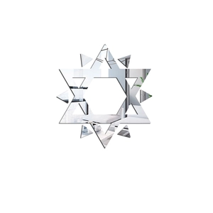 Macro view of self-adhesive acrylic hexagram mirror wall stickers with clear reflection