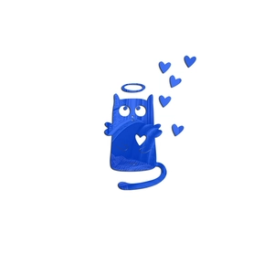 Blue cat mirror wall stickers set with angel kitten and heart shapes for home decor