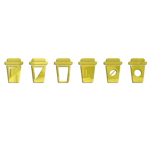 Detailed view of six-piece golden acrylic coffee cup mirror wall stickers for kitchen decor