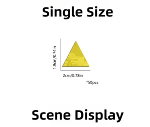 Detailed view of 50pcs DIY mirror triangle wall stickers with dimension measurements