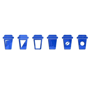 6-piece set of blue acrylic coffee cup mirror wall stickers for kitchen decor
