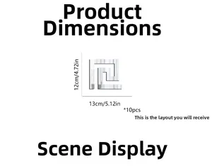 Size guide for self-adhesive acrylic mirror wall stickers with Greek key pattern 10pcs