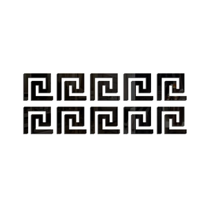 Set of 10 black mirror acrylic wall stickers with classic Greek key hollow meander design