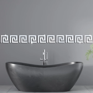 Silver mirror wall stickers with Greek key pattern for modern ceiling and border decor