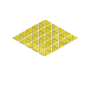 Detail of 3D gold triangle mirror wall stickers arranged in a geometric diamond pattern