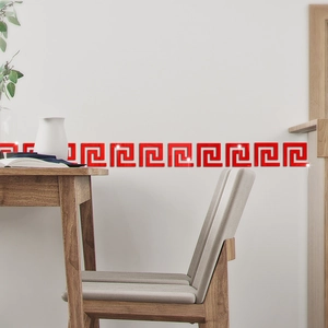 Self-adhesive red acrylic Greek key pattern wall stickers for ceiling and border decor