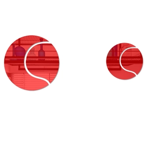 Detail of red acrylic mirror wall stickers with volleyball line pattern design