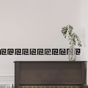 Glossy black acrylic Greek Key mirror wall stickers for ceiling and border decoration