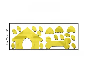 Détail des stickers muraux maison pour animaux en acrylique miroir doré avec mesures