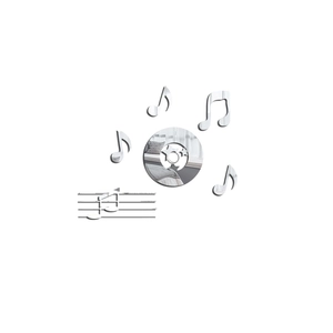 Macro detail of acrylic musical notes mirror wall stickers with reflective surface