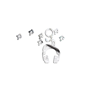 Detail of silver mirror acrylic DJ wall sticker with music notes for room decor