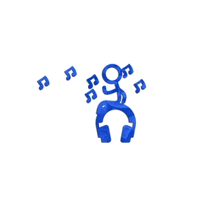 3D blue acrylic musician wall sticker with stickman and music notes for home decor