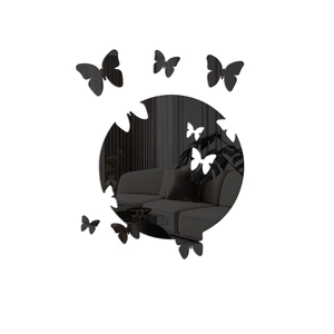 Macro shot of 13-piece butterfly mirror wall stickers with acrylic reflective surface