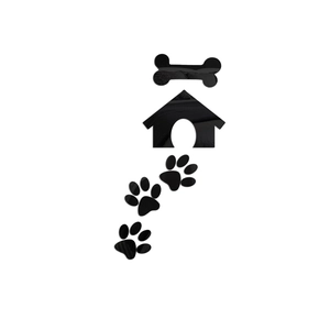 Détails de l'autocollant mural maison de chien et pattes en acrylique noir pour décor