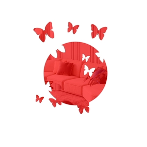 3D red butterfly acrylic mirror wall stickers with circular center piece for home decor