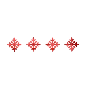 Set of 4 red mirror acrylic corner flower wall stickers with 3D stereoscopic floral pattern