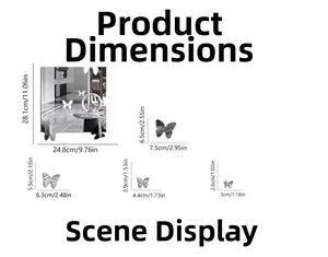 Spécifications détaillées des dimensions pour stickers muraux papillon miroir 3D variés