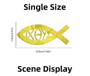 Detailed dimensions of golden fish acrylic wall sticker showing 18.8cm width and 7.4cm height