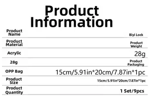 Detailed specification chart for acrylic heart bird mirror wall stickers showing sizes