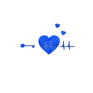 3D royal blue mirror heart and key wall stickers set for living room home decor