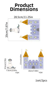 Dettaglio degli adesivi murali unicorno e castello lavanda con etichette dimensionali