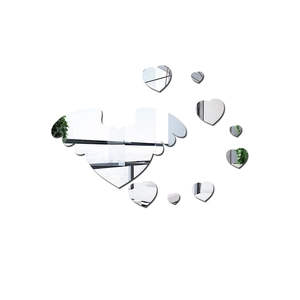 Detailed 3D acrylic mirror wall stickers with winged heart and small heart accents