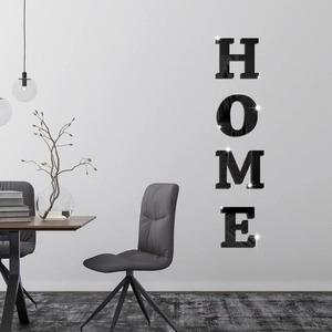 Set di adesivi murali HOME in acrilico a specchio nero moderno per ingresso e soggiorno