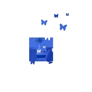 Stickers muraux papillon miroir bleu foncé avec décor acrylique carré pour salons de maison