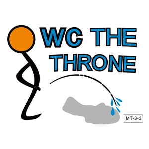 Funny WC THE THRONE waterproof toilet sticker with creative orange stickman graphic decal