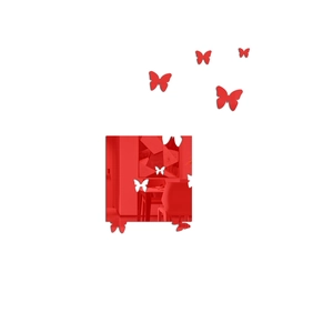 Stickers muraux miroir rouge avec papillons et surface carrée pour décoration intérieure