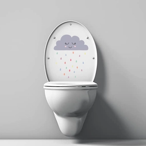Cartoon Cute Cloud Raindrop Toilet Sticker Waterproof PVC Decal For Bathroom Glass Decoration Self Adhesive Wall Sticker