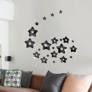 Moderne ster-vormige spiegel wandstickers in zwart voor interieur decoratie
