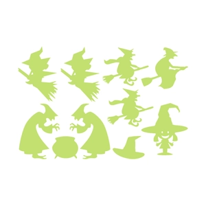 Luminous Halloween wall stickers featuring witches and glowing magic theme for kids' rooms
