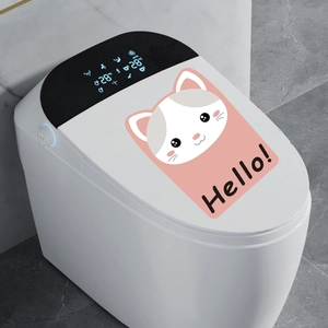 Cartoon Cat Toilet Lid Sticker PVC Waterproof Self Adhesive Wall Decal For Bathroom Wardrobe Refrigerator Home Decoration