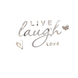 Decorazione da parete in acrilico a specchio con scritte 3D Live Laugh Love e farfalla