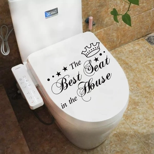Waterproof toilet lid decal with The Best Seat in the House text and crown design