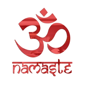 3D red mirror acrylic wall sticker featuring Om symbol and Namaste text decor