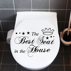 Waterproof toilet lid decal featuring The Best Seat in the House text with crown design