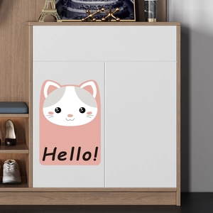 Cute cartoon cat sticker with 'Hello!' text for toilet lid and furniture decoration