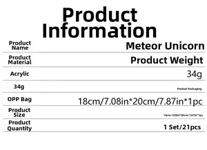 Detailed technical specifications for the acrylic shooting star unicorn wall stickers set