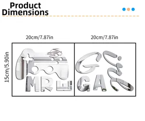 Detailed dimension guide for silver mirror acrylic game controller wall decals