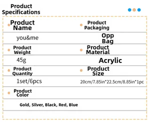 Specifications for acrylic You & Me 3D wall stickers including size weight and material