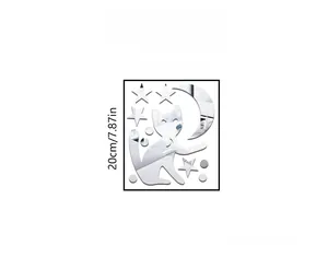 Tableau détaillé des tailles pour stickers muraux miroir acrylique lune et chat