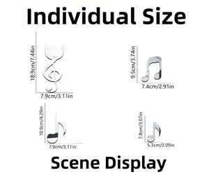 Spécifications de taille pour stickers muraux miroir acrylique notes de musique et chat