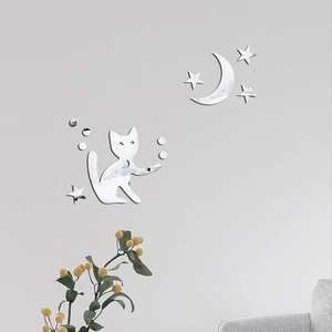 Stickers Muraux Chat Lune En Acrylique Miroir 3D DIY Décalcomanies Art Pour Chambre Salon Décoration Maison Moderne