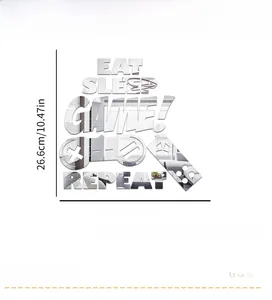 Detail showing dimensions of acrylic mirror game wall sticker with gamepad design